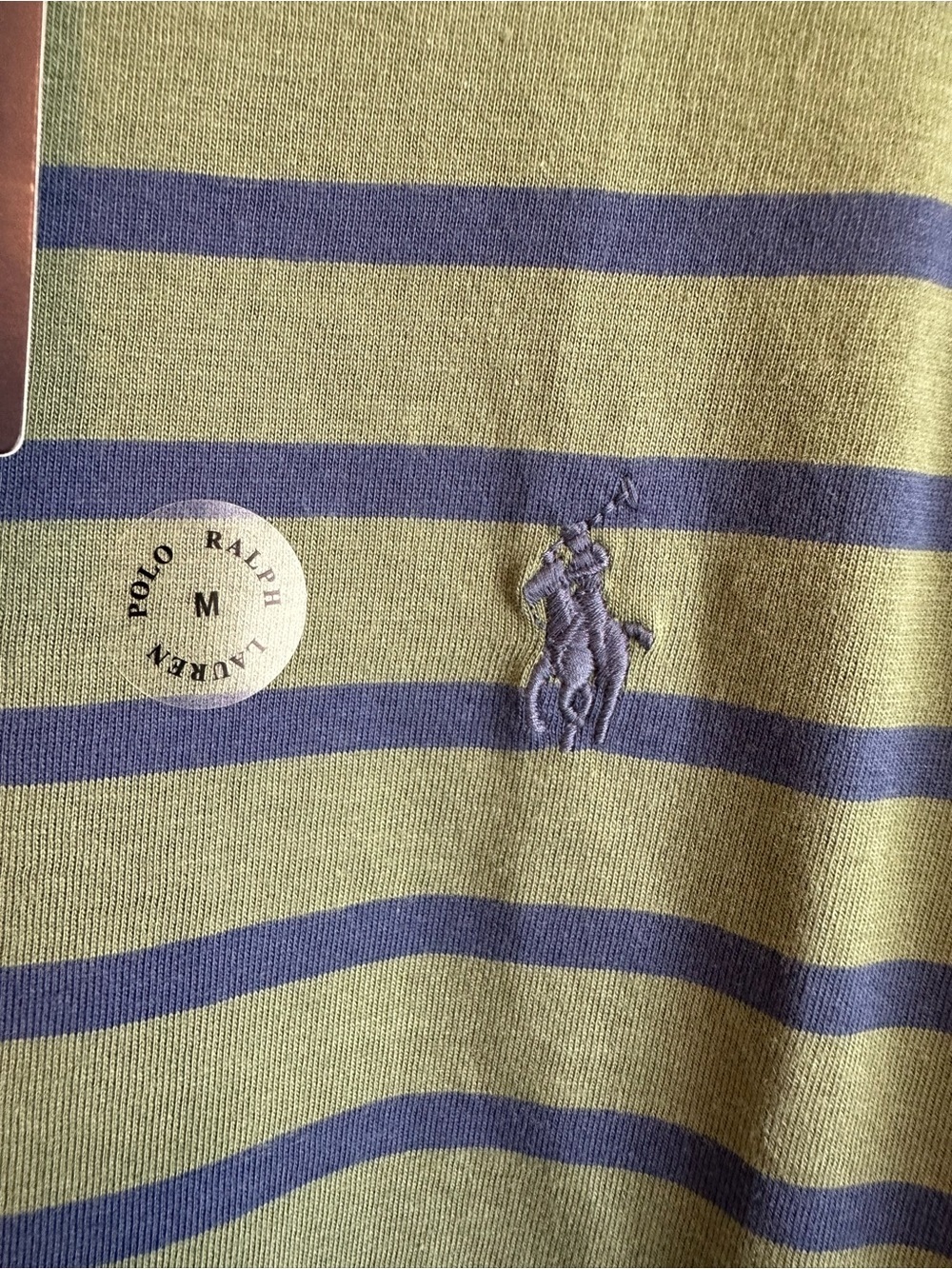 NWT Men’s M Polo Ralph Lauren Classic Fit GreenBlue Striped Cotton Jersey TShirt - Picture 3 of 10